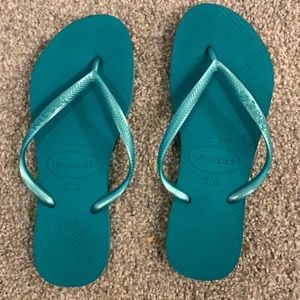 teal havaianas flip flops